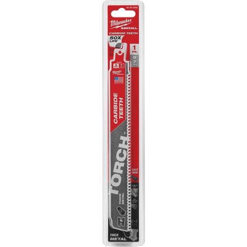 Milwaukee 48-00-5202 Lame de scie Torch Sawzall, Carbure, 7 Dents par pouce, 9" lo x 1" la