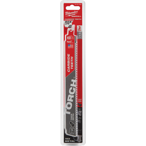 Milwaukee 48-00-5302 Lame de scie Torch Sawzall, Carbure, 7 Dents par pouce, 9" lo x 1" la