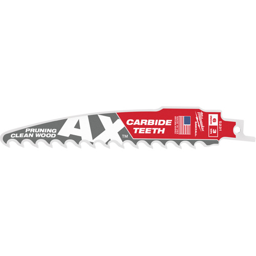 Milwaukee 48-00-5231 The Ax Sawzall&reg; Blade for Pruning & Clean Wood, Carbide, 3 TPI, 6" L x 1" W