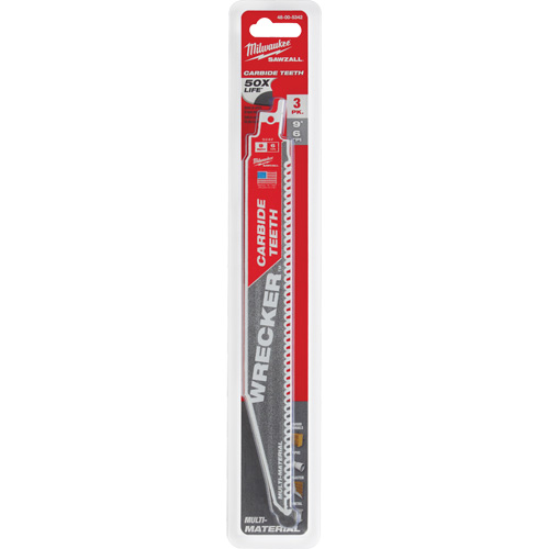 Milwaukee 48-00-5342 Wrecker Sawzall&reg; Blade, Carbide, 6 TPI, 9" L x 1" W