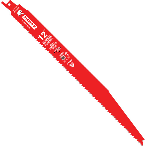 Diablo DS1214BGP25C Lame de scie alternative tout usage, Bim&eacute;tal, 8-14 Dents par pouce, 12" lo x 1" la