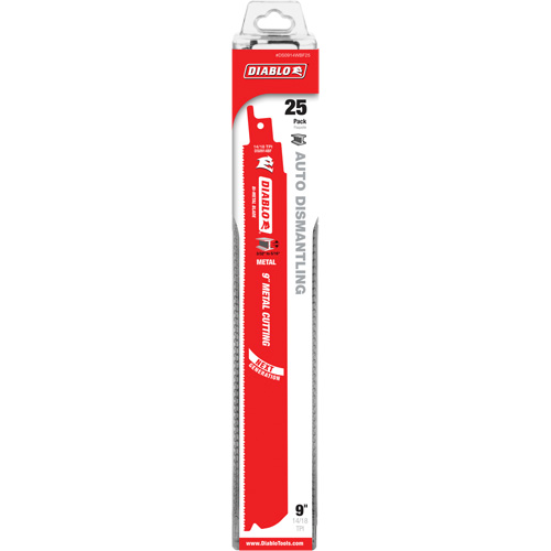 Diablo DS0914WBF25 Reciprocating Blade for Auto Dismantling, Bi-Metal, 14-18 TPI, 9" L x 1" W