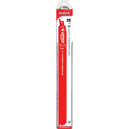 Diablo DS1214WBF25 Reciprocating Blade for Auto Dismantling, Bi-Metal, 10-14 TPI, 12" L x 1" W