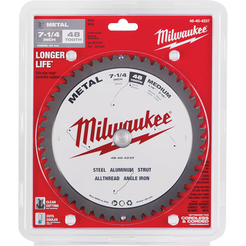 Milwaukee 48-40-4237 Lame de scie circulaire, 7-1/4", 48 dents, Pour M&eacute;tal