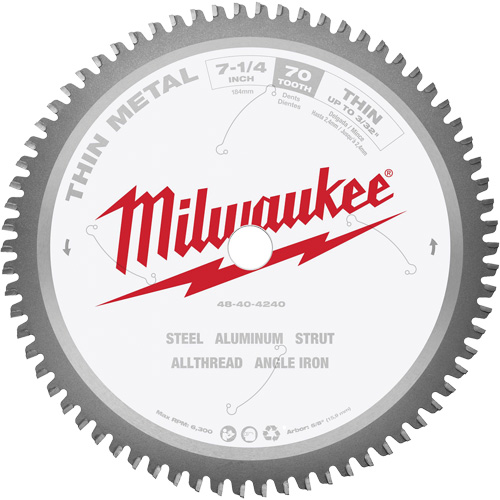 Milwaukee 48-40-4240 Lame de scie circulaire, 7-1/4", 70 dents, Pour M&eacute;tal