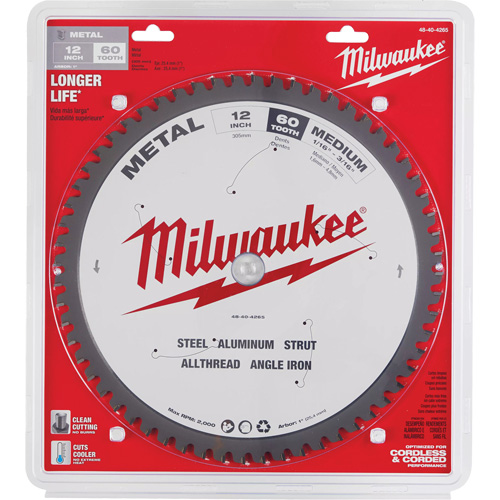 Milwaukee 48-40-4265 Lame de scie circulaire, 12", 60 dents, Pour M&eacute;tal