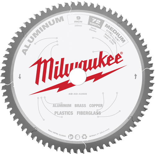 Milwaukee 48-40-4355 Aluminum Cutting Circular Saw Blade, 9", 72 Teeth, Metal Use