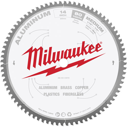 Milwaukee 48-40-4370 Lame de scie circulaire pour laluminium, 14", 80 dents, Pour M&eacute;tal