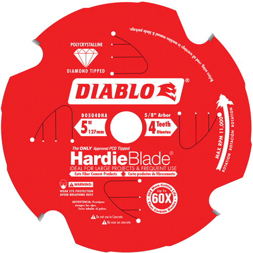 Diablo D0504DHA HardieBlade Circular Saw Blade, 5", 4 Teeth, Cement Use