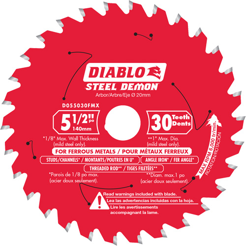 Diablo D055030FMX Steel Demon Circular Saw Blade, 5-1/2", 30 Teeth, Metal Use