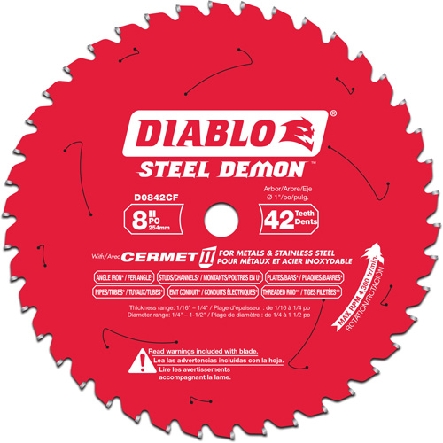 Diablo D0842CF Lame de scie circulaire Cermet II Steel Demon, 8", 42 dents, Pour M&eacute;tal