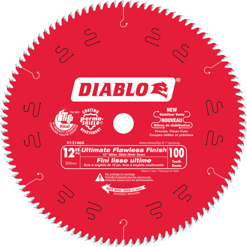 Diablo D12100X Ultimate Polished Finish Circular Saw Blade, 12", 100 Teeth, Laminate/Wood Use