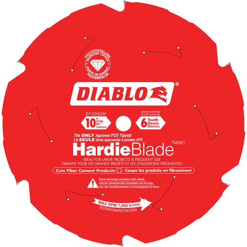 Diablo D1006DHC HardieBlade Cutting Saw Blade, 10", 6 Teeth, Fibre Cement Use