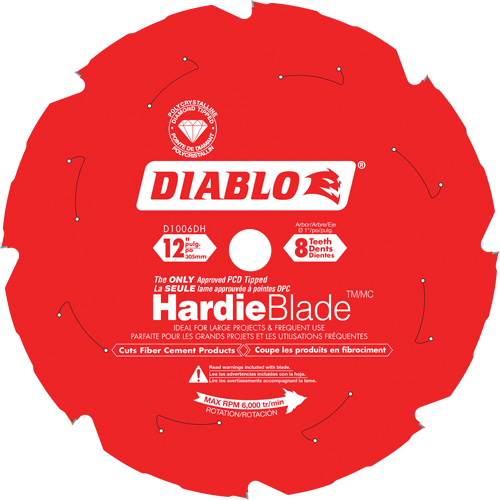 Diablo D1208DHC HardieBlade Cutting Saw Blade, 12", 8 Teeth, Fibre Cement Use