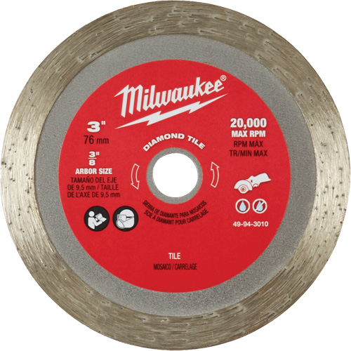 Milwaukee 49-94-3010 Lame pour coupe de carreaux, 3" x Arbre de 3/8", Losange, 20 000 Tr/min