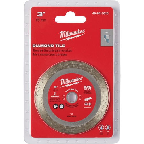 Milwaukee 49-94-3010 Lame pour coupe de carreaux, 3" x Arbre de 3/8", Losange, 20 000 Tr/min