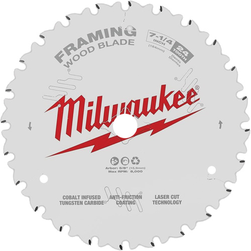 Milwaukee 48-41-0720 Framing Circular Saw Blade, 7-1/4", 24 Teeth, Wood Use