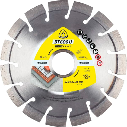 Klingspor 322633 Grandes lames au diamant DT 600 U Supra