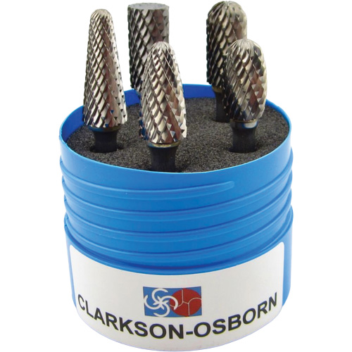 Clarkson Osborn SC93805SY Shipyard Cut Carbide Bur Set, 5 Pieces