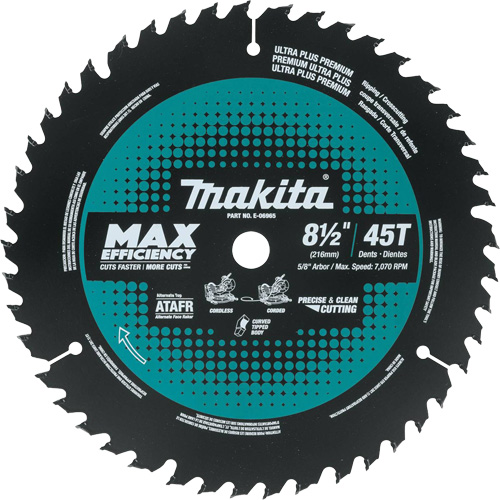 Makita E-06965 Carbide-Tipped Max Efficiency Miter Saw Blade, 8-1/2", 45 Teeth, Wood Use