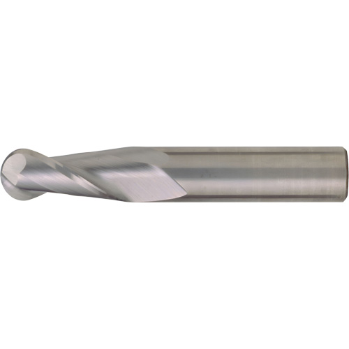 Walter Technologies Pour Surface C60938 Fraise &agrave; embout sph&eacute;rique pour usage g&eacute;n&eacute;ral, 1/4" dia., 4" lo, 2 cannelures, 1/4" tige, Carbure