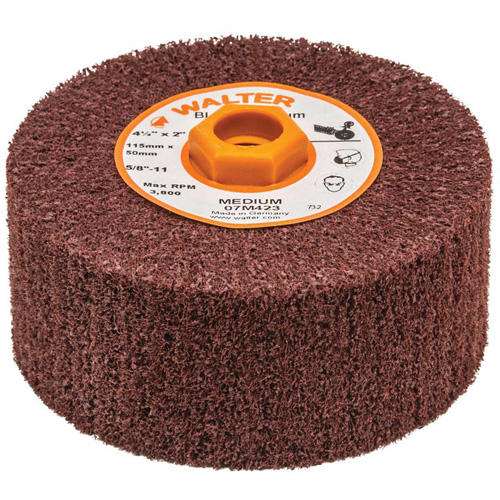 Walter Surface Technologies 07M423 Blendex Surface Conditioning Drum, 4-1/2" Dia. x 2" W, 5/8"-11 Arbor, Medium Grit