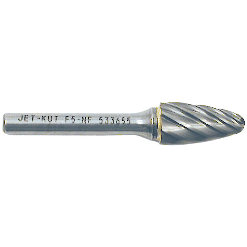 JET 533655 F5-NF 1/4" Round Nose Shape Bur for Aluminum/Non-Ferrous Materials, 1/2" Dia.