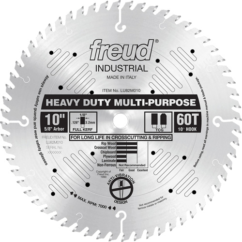 Freud LU82M010 Heavy-Duty Multi-Purpose Saw Blade, 10", 60 Teeth, Wood Use