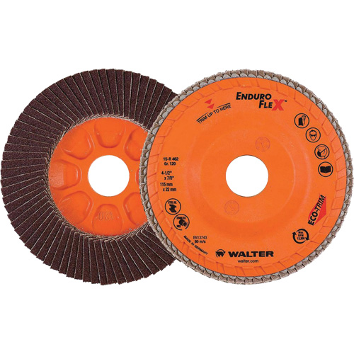 Walter Surface Technologies 15R462 Enduro-Flex Flap Disc, 4-1/2" x 7/8", Type 27, 120 Grit, Zirconia Alumina