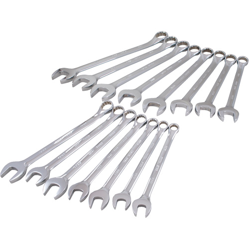 Gray Tools MC215 Mirror Chrome Wrench Set, Combination, 15 Pieces, Metric