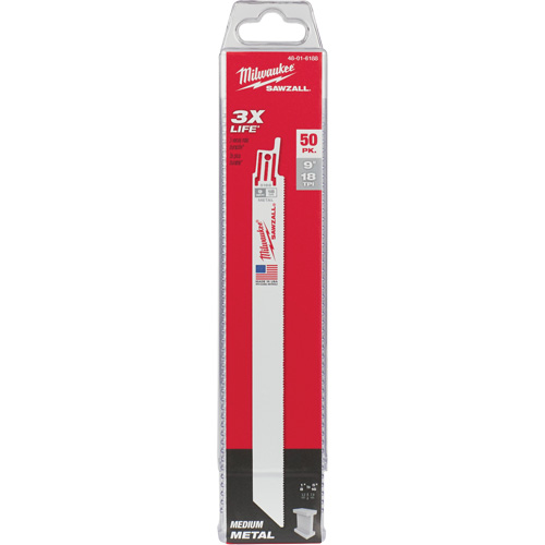 Milwaukee 48-01-6188 Sawzall&reg; Reciprocating Saw Blades, Bi-Metal, 18 TPI, 9" L x 3/4" W