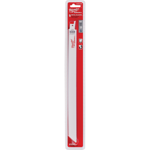 Milwaukee 48-00-5189 High Performance Super Sawzall&reg; Blades, Bi-Metal, 18 TPI, 12" L