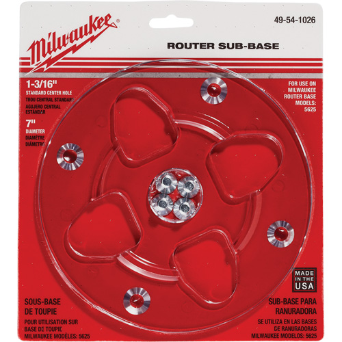 Milwaukee 49-54-1026 Embase transparente avec un diam&egrave;tre de 7" et un orifice central de 1-3/16"