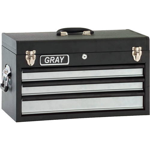 Gray Tools 97103B Coffre &agrave; outils - 3 tiroirs, 10" P x 20-1/2" la x 12" h, Noir