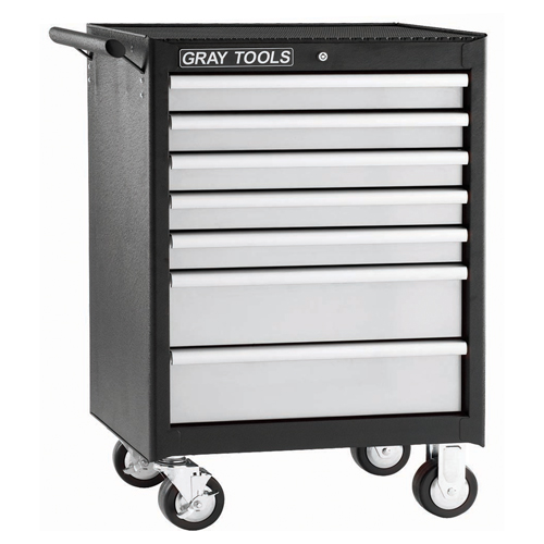 Gray Tools 99507SB Roller Cabinet, 7 Drawers, 26-1/2" W x 18" D x 39-13/100" H, Black
