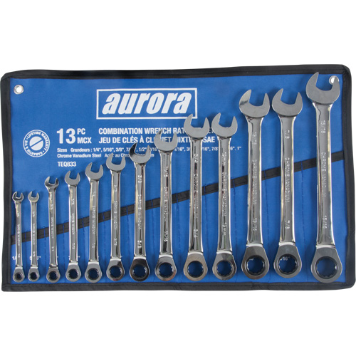 Aurora Tools TEQ833 Fixed Head Wrench Set, 13 Pieces, Imperial