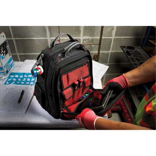 Milwaukee 48-22-8301 Packout Backpack, 15-3/4" L x 11-4/5" W, Black/Red, Ballistic