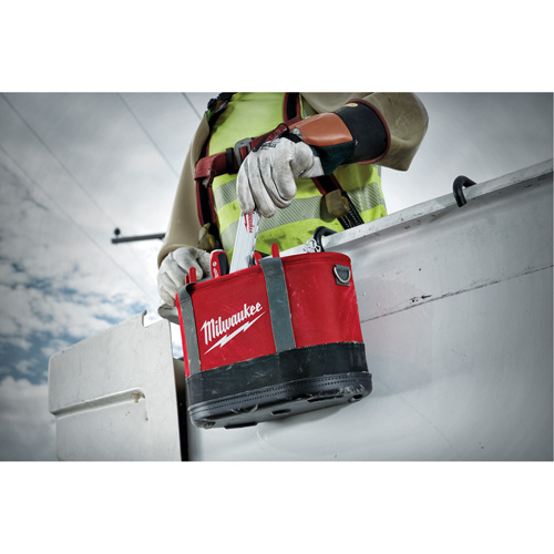 Milwaukee 48-22-8276 Aerial Utility Oval Bag, Ballistic Nylon, 14 Pockets, Black/Red