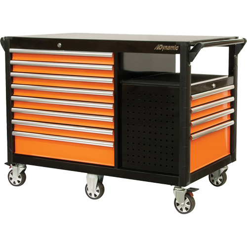 Dynamic Tools D069209 Industrial Cart, 12 Drawers, 31-5/8" L x 52-1/2" W x 40-1/4" H, Black/Orange