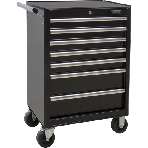 Aurora Tools TER065 Industrial Tool Cart, 7 Drawers, 27" W x 18-3/4" D x 39" H, Black