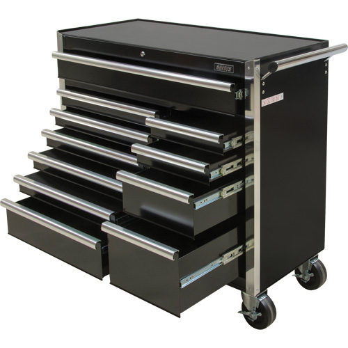 Aurora Tools TER067 Industrial Tool Cart, 11 Drawers, 41" W x 18-3/4" D x 39-1/3" H, Black