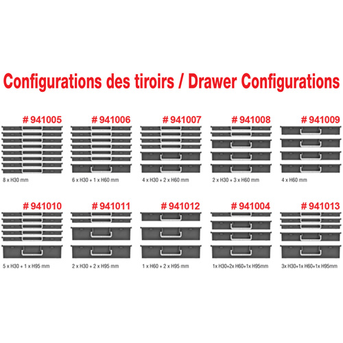 Gray Tools 941012 Coffre &agrave; outils mobile avec tiroirs, 3 tiroirs, 22-4/5" la x 15" p x 18" h, Noir
