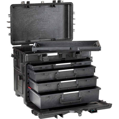 Gray Tools 942004 Military Mobile Tool Chest With Drawers, 4 Drawers, 22-4/5" W x 15" D x 18" H, Black