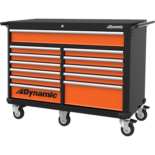Dynamic Tools D069311 Roller Cabinet, 12 Drawers, 53" W x 24" D x 41" H, Black/Orange