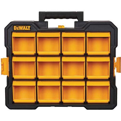 DEWALT DWST14121 Flip-Bin Organizer, 3-7/8" W x 17-3/4" D x 13-7/8" H, Black/Yellow