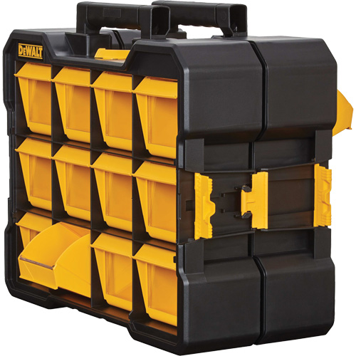DEWALT DWST14121 Flip-Bin Organizer, 3-7/8" W x 17-3/4" D x 13-7/8" H, Black/Yellow