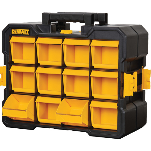 DEWALT DWST14121 Flip-Bin Organizer, 3-7/8" W x 17-3/4" D x 13-7/8" H, Black/Yellow