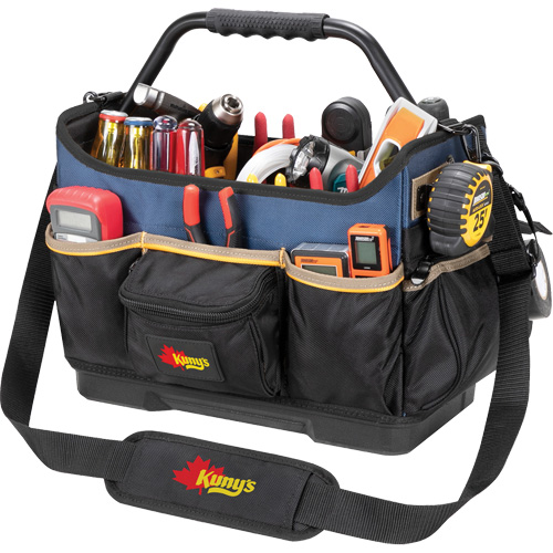 Kuny's PB1580 Molded Base Open-Top Tool Box, Ballistic Polyester, 17 Pockets, Black/Blue