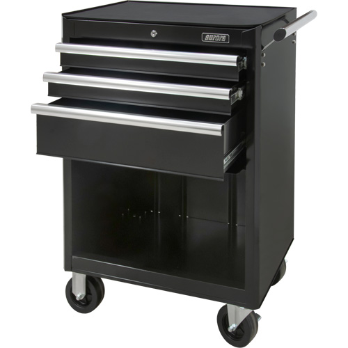 Aurora Tools TER216 Industrial Tool Cart, 3 Drawers, 29-4/5" W x 21-1/5" D x 38-4/5" H, Black
