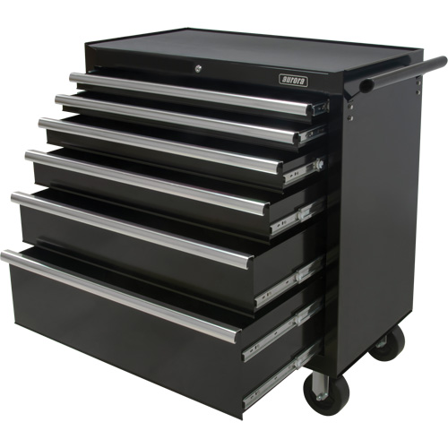 Aurora Tools TER217 Industrial Tool Cart, 6 Drawers, 39" W x 20-4/5" D x 38-1/2" H, Black